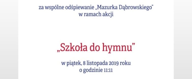 Powiększ obraz: Podziękowanie za udział w akcji "Polska do hymnu"